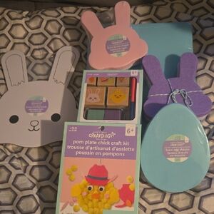Kids Craft Kit with Bunny and Egg Shapes - Pink, Purple, Blue
